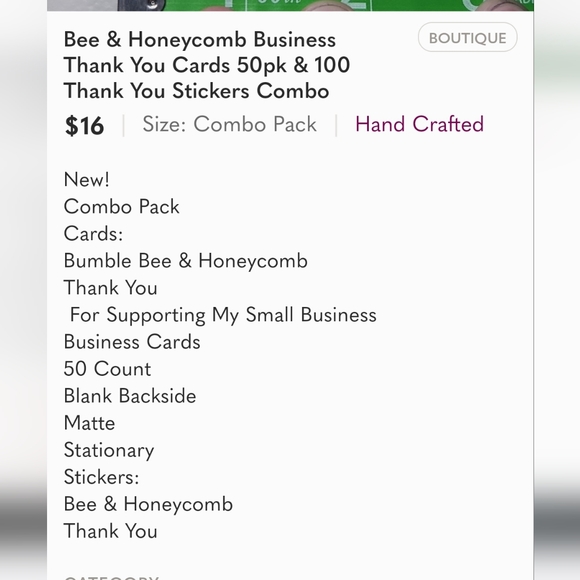 Bee & Honeycomb Business Thank You Cards 50pk & 100 Thank You Stickers Combo - Picture 10 of 10